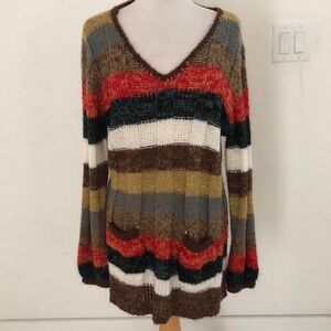 NEW YORK COLLECTION Sweater Women’s Multicolor Pullover Long Sleeves XL Pockets